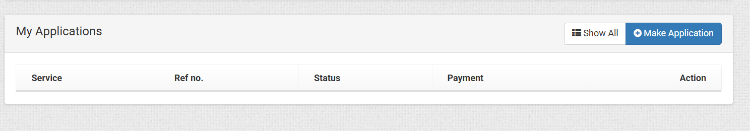 Screenshot showing the “+” icon under Make Application on eCitizen to start the updated CR12 request.